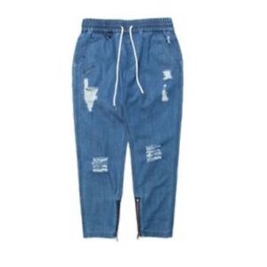 NEW Womens Publish Brand Megan Pants - Boyfriend Zip Jogger in Medium Indigo 24